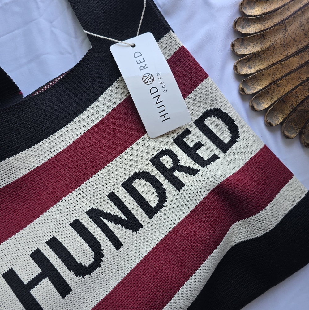 HUNDRED Red and Black Striped Tote Bag - Picture 2 of 8